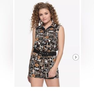 Moana Disney Black Multi Graphic Sleeveless Romper Size L
